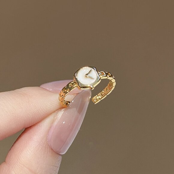 Adjustable Novelty Watch Ring Gold Tone - Picture 4 of 7
